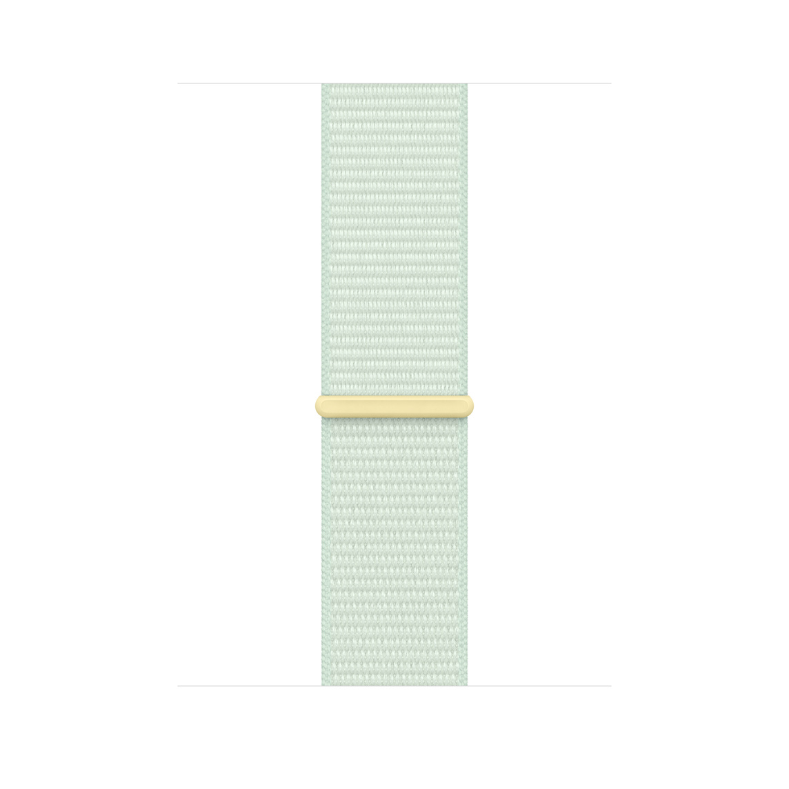 Imagen en ángulo de una correa loop deportiva color menta claro suave, ligera y transpirable con cierre adhesivo ajustable y tejido de nylon de doble capa