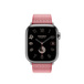 Framboise/Écru (pink) Toile H Single Tour band, showing Apple Watch face.