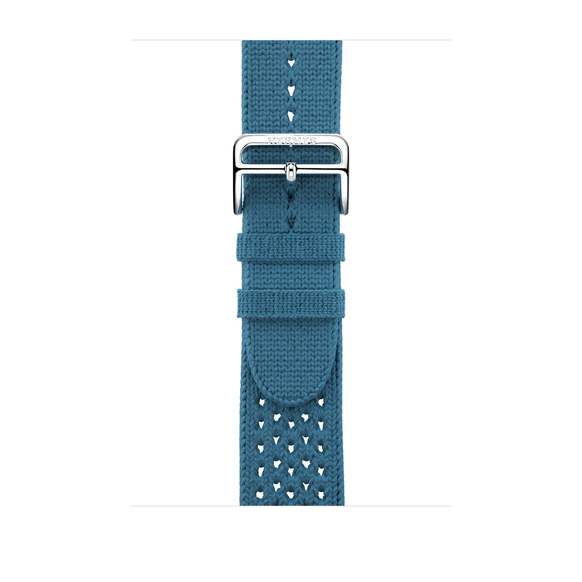 Bleu Jean (blue) Tricot Single Tour band, woven textile with silver stainless steel buckle.