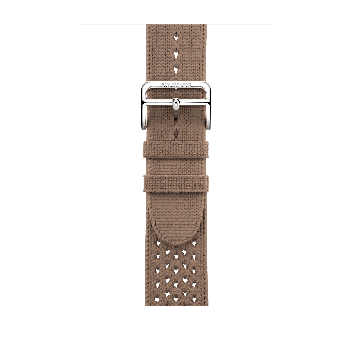 Beige de Weimar (brown) Tricot Single Tour band, woven textile with silver stainless steel buckle.