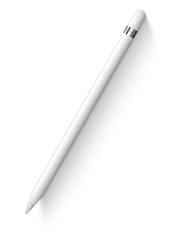 Apple Pencil (1re génération) en blanc, avec son capuchon qui se retire