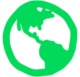 緑色で描かれた地球のスケッチ画。