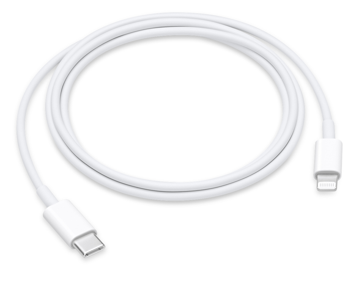 1-metre USB-C to Lightning cable connects a device with Lightning connector to a USB-C or Thunderbolt 3 (USB-C)–enabled Mac, for syncing and charging.