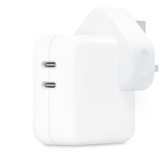 The 35 watt Dual USB-C Port Power Adapter allows you to charge two devices at the same time.