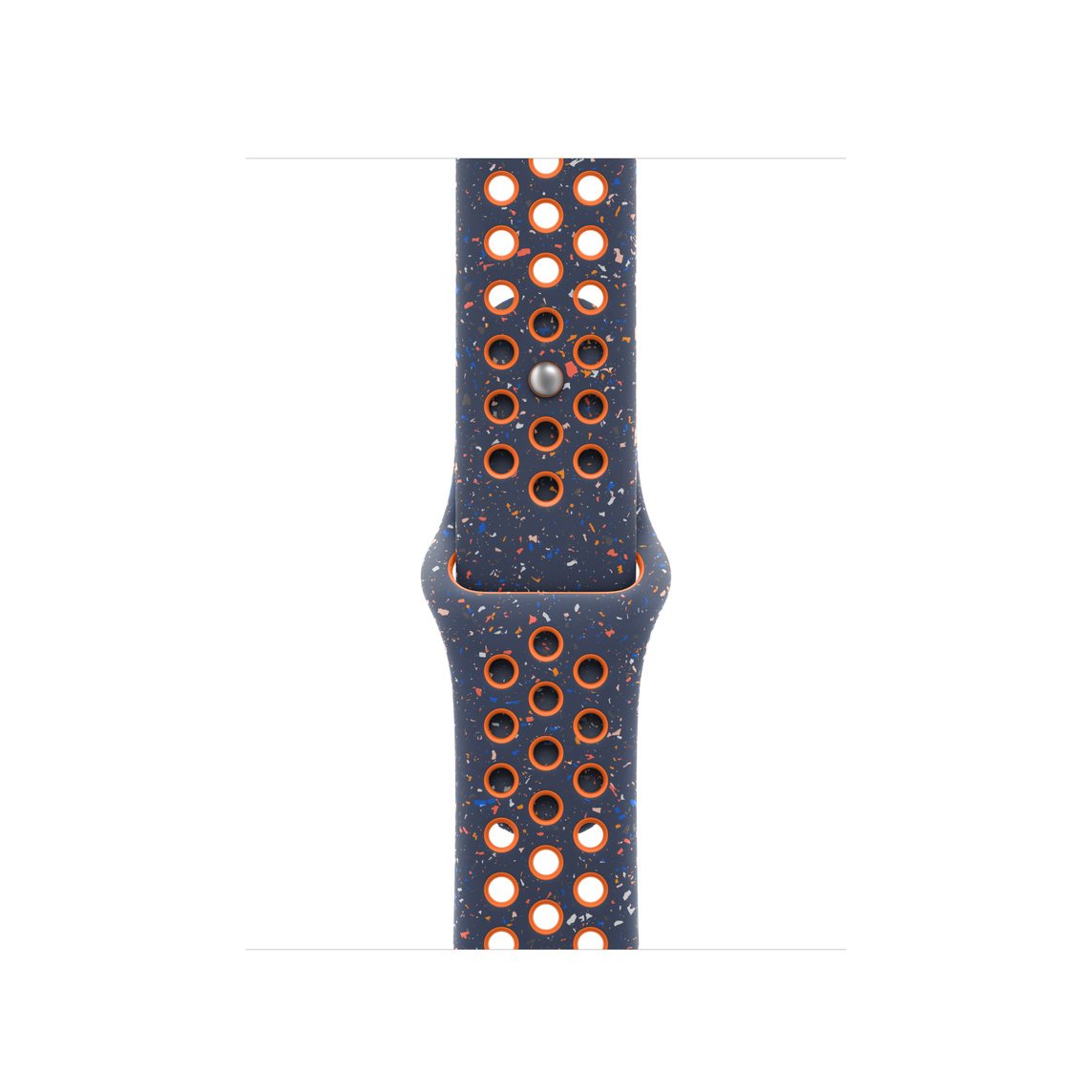 Blue Flame (dark blue) Nike Sport Band, smooth fluoroelastomer with perforations for breathability and pin-and-tuck closure