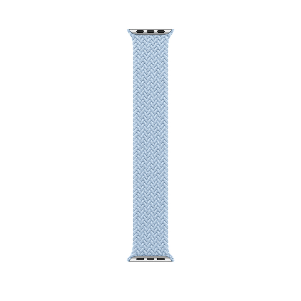 淡藍色編織單圈錶環錶帶，展示聚酯纖維織紋材質與矽膠線，沒有錶扣或扣環。
