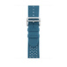 Bleu Jean 牛仔藍色 (藍色) Tricot Single Tour 錶帶，展示織紋布料搭配銀色不鏽鋼錶扣。