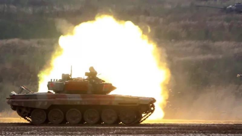 Belorussian tank during join military exercises with Russian army.