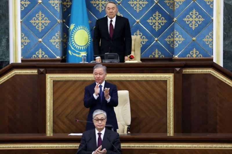 Nazarbayev at the top of the picture. Tokayev at the bottom