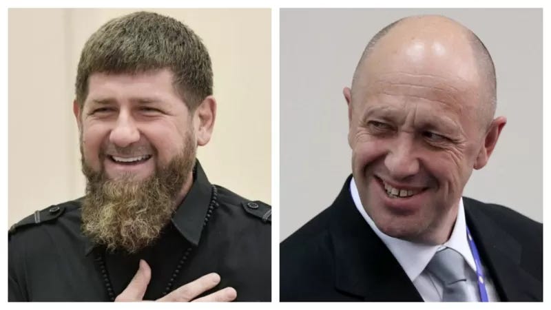 Ramzan Kadyrov (left) and Yevgeny Prigozhin
