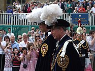 At the Order of the Garter parade with Charles, Prince of Wales (now King Charles III) (16 June 2008)