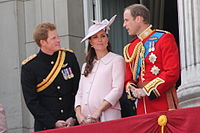 At Trooping the Colour with The Duchess of Cambridge (now Princess of Wales) and Prince Harry (now Duke of Sussex) (15 June 2013)