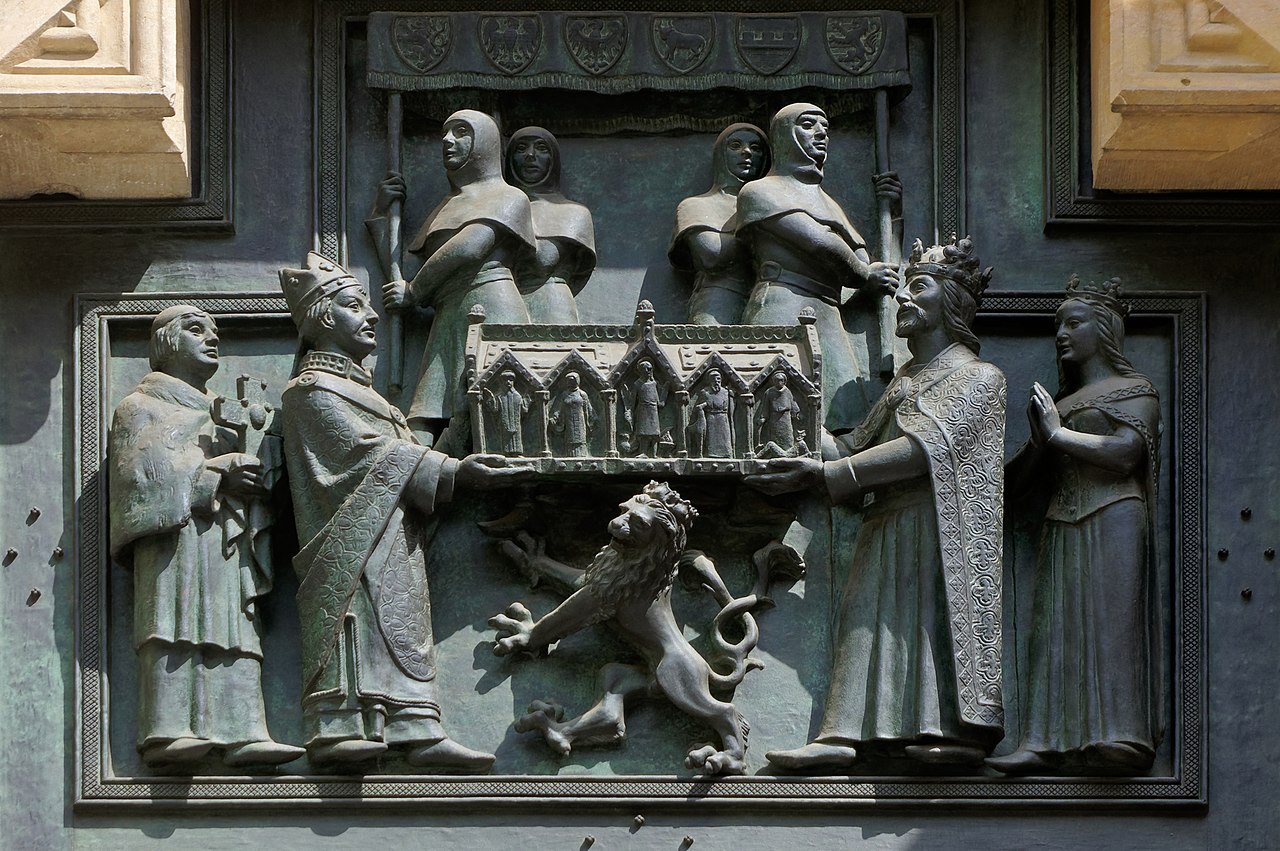 20190816 Relief with emperor Charles IV, West facade of St. Vitus Cathedral 1416 5336.jpg