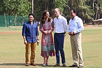 With cricket players Sachin Tendulkar and Dilip Vengsarkar at the Oval Maidan in India, 2016
