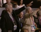 
	Screen grab from Youtube of a German man giving a Nazi salute as Germany walks in during the opening ceremony.
