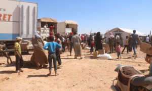 Internally displaced Syrians in the al-Rukban camp, on the Syrian border with Jordan, during the distribution of UN aids – September 6, 2019 (Badia 24)