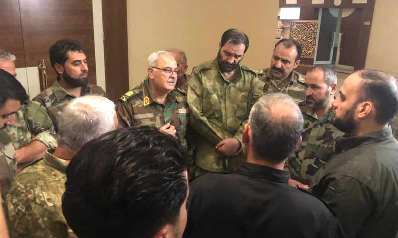 The Minister of Defense under the Syrian Interim Government, Salim Idris, with a number of factions’ commanders – October 4, 2019 (Yasser Abdulrahim)