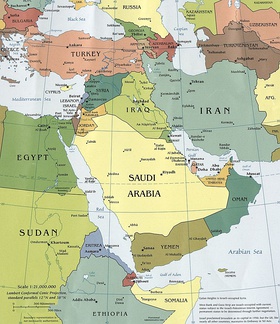 Ближний Восток (подписан как Middle East) (карта до 2011 года)