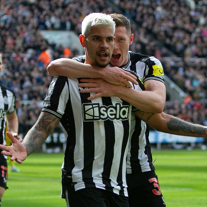 Article thumbnail: Bruno Guimaraes of Newcastle United is celebrating his goal during the Premier League match between Newcastle United and Sheffield United at St. James's Park in Newcastle, on April 27, 2024. (Photo by MI News/NurPhoto via Getty Images)