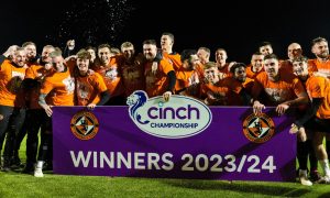 Dundee United players celebrate