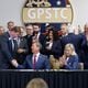 Gov. Brian Kemp shakes hands with Rep. Jesse Petrea, R-Savannah, after signing House Bill 1105 also known as Georgia Criminal Alien Track and Report Act of 2024 at Georgia Public Training Center in Forsyth, Ga. on Wednesday, May 1, 2024. (Natrice Miller/ AJC)