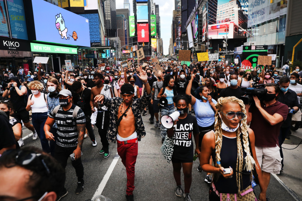 Black Lives Matter protesters in New York, August 2020