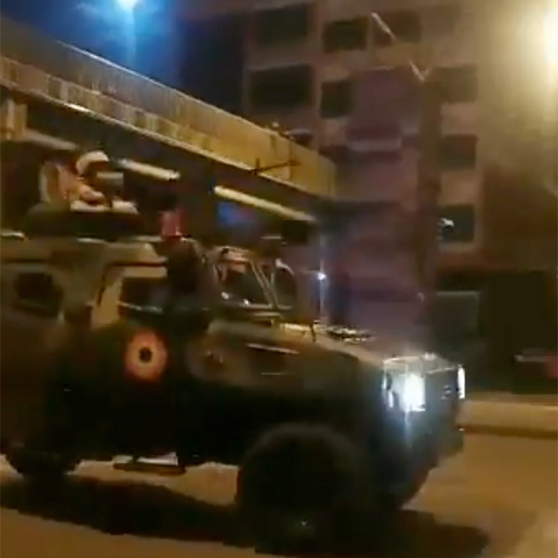 Armoured vehicles used to police protests in Bolivia.