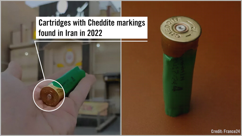 Cartridges with Cheddite markings found in Iran in 2022