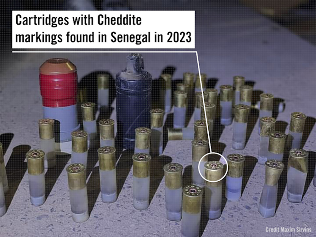 Cartridges with Cheddite markings found in Senegal in 2023