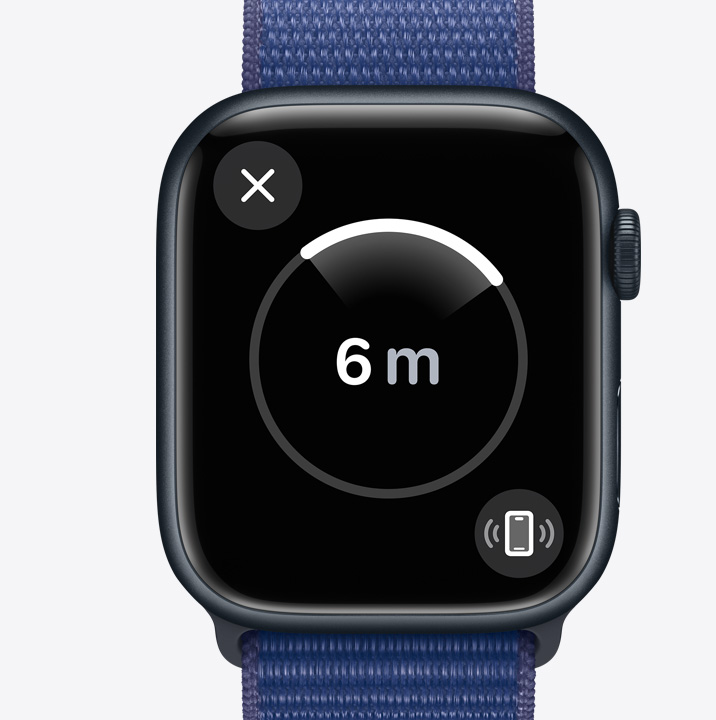 Apple Watch Series 9 using Precision Finding to find a nearby iPhone 15.