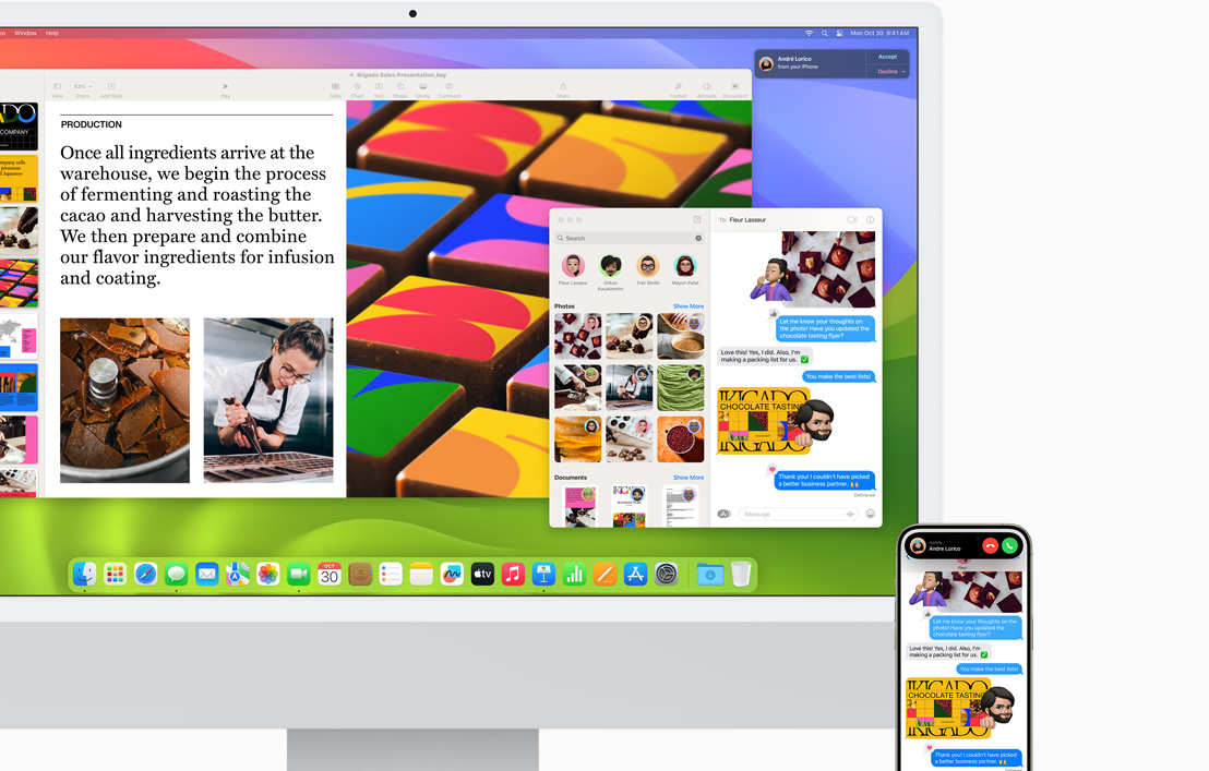 Rovnaké správy a hovory sa zobrazujú na iMacu aj iPhone 15.