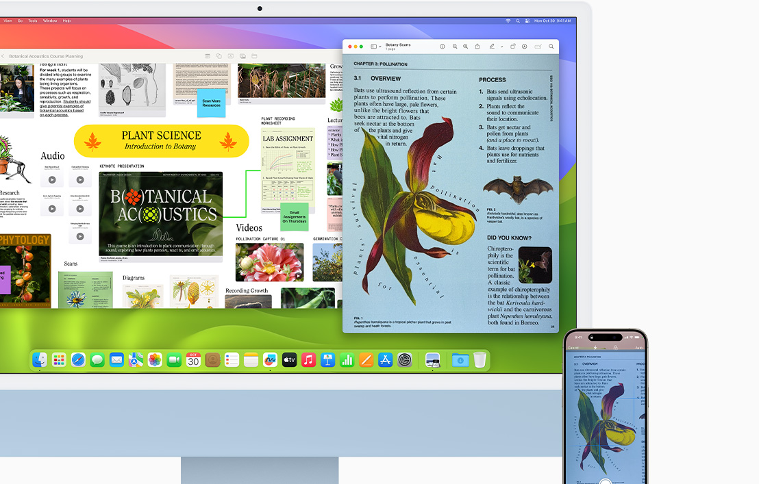 เอกสารฉบับเดียวกันที่สแกนบน iPhone 15 เปิดอยู่ทั้งบน iMac และ iPhone