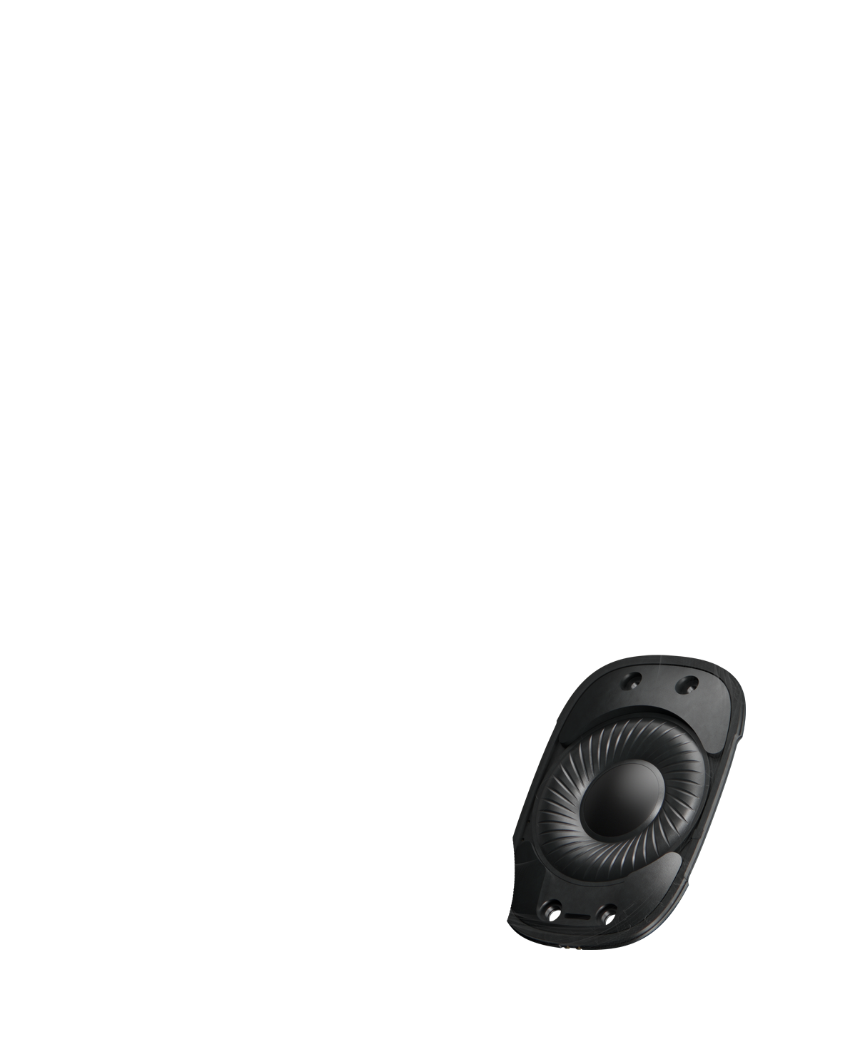 Зображення AirPods Max ізсередини, великий драйвер у центрі навушників відтворює звук високої якості.