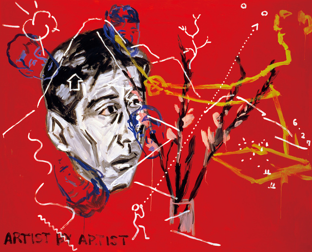 1982年の個展に出した横尾忠則「画家の自画像」（1982年、富山県美術館蔵）=横尾さん提供