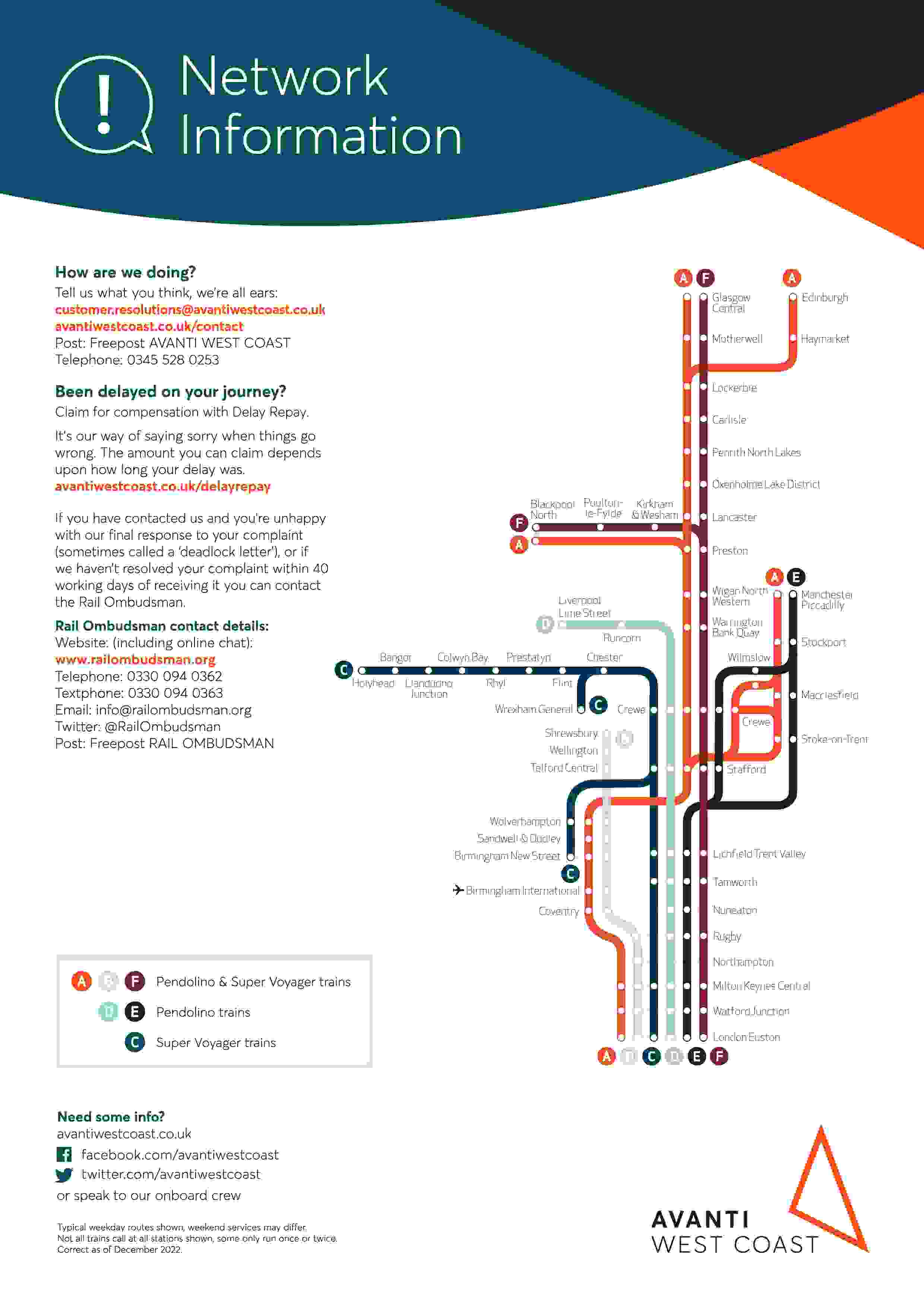 Our Avanti West Coast Route Map