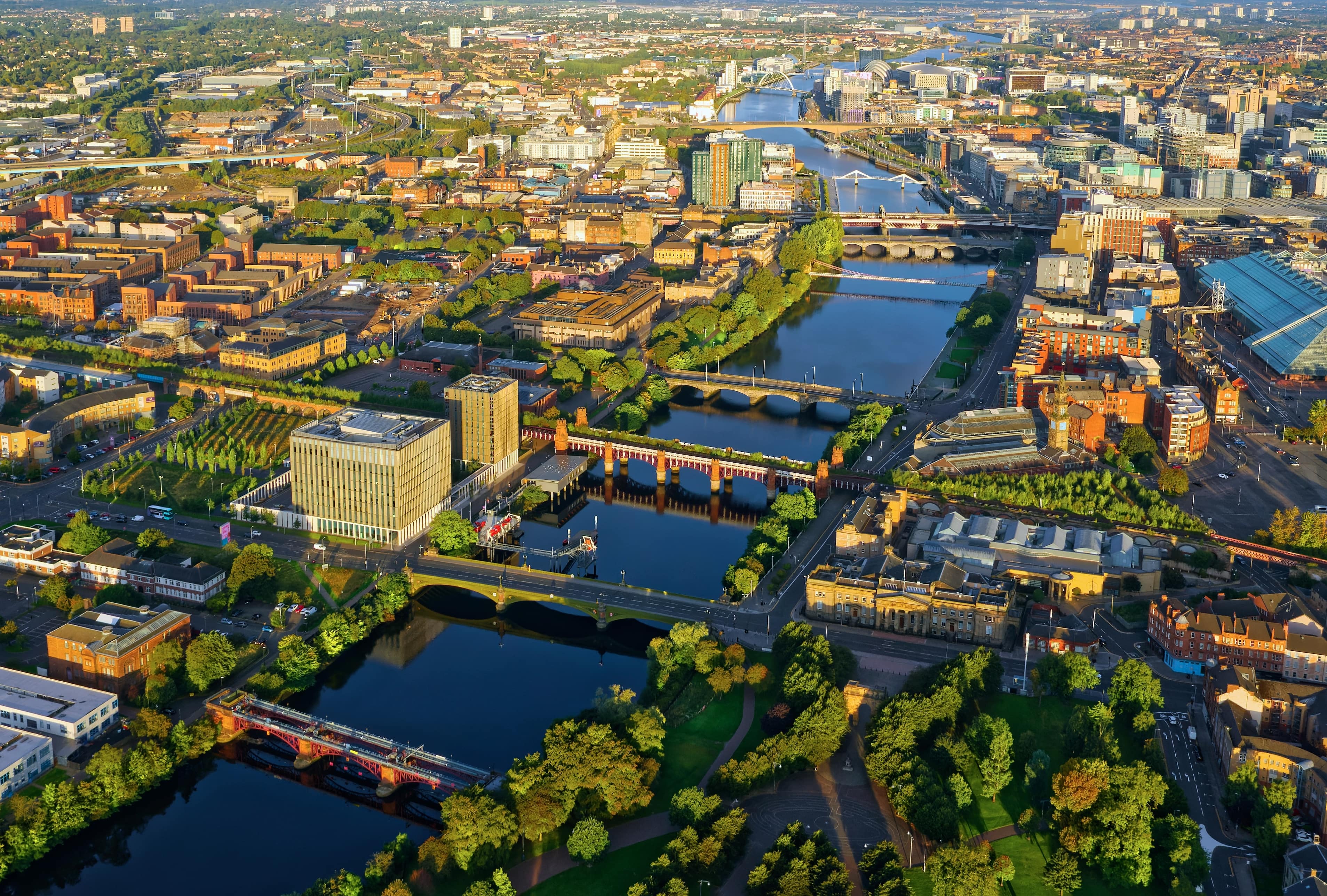 Aerial view of the River Clyde in Glasgow