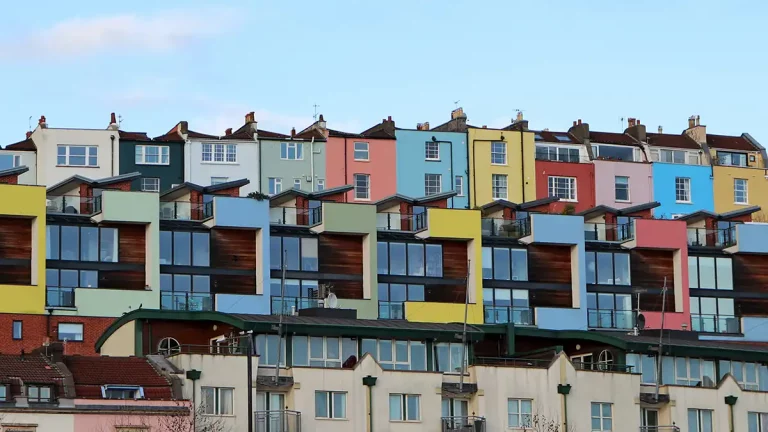 A view across Bristol showing terraced properties