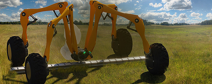 robot that cut grass in action
