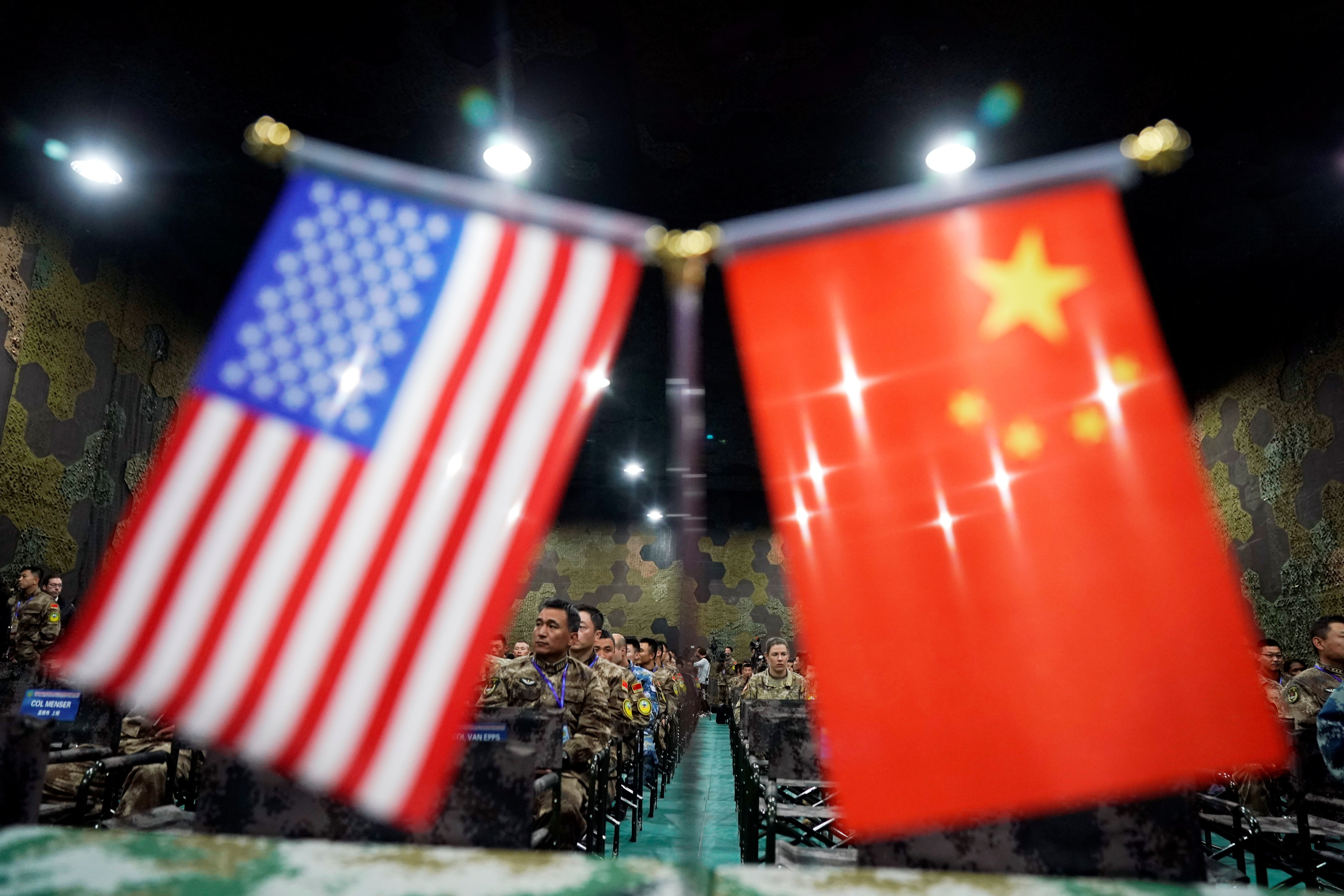 U.S. Army and China's People's Liberation Army (PLA) military personnel attend a closing ceremony of an exercise of "Disaster Management Exchange" near Nanjing, Jiangsu province, China.