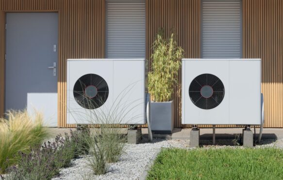 Heat pump installed at a contemporary residential property