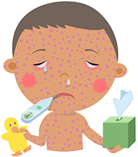 Ilustración de un bebé enfermo