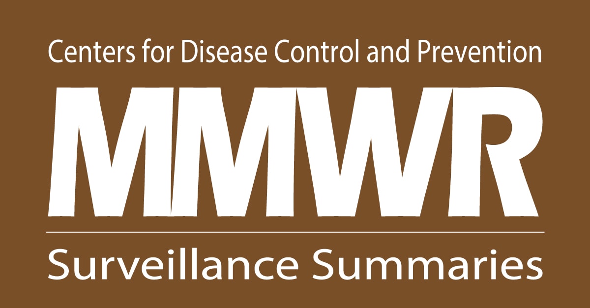 The figure shows the MMWR logo on a brown background with the text, “Surveillance Summaries.”