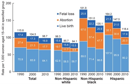 Figure 2 is a line graph showing anencephalus rates for 1991 through 2006 with upper and lower confidence intervals.