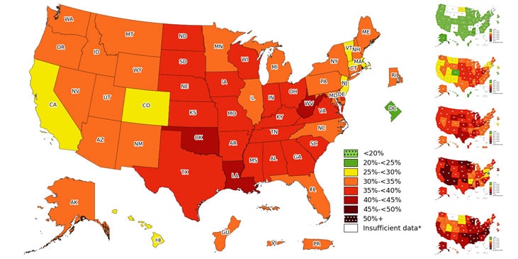 2020-2022 Adult Obesity Prevalence Maps