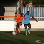 Braintree Town frontman Jordan Chiedozie scored his side's opener against Bath City Picture: JON WEAVER