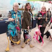 Janna Turner (centre) with Alex Johnstone (left) and Deborah Taylor Dyer with bird marionettes on the Flock2Flight display.