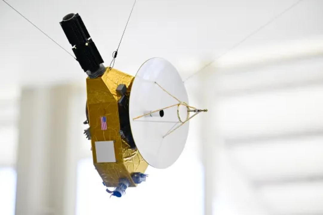  A model of the New Horizons spacecraft is seen at the Laboratory for Atmospheric and Space Physics on Tuesday. The spacecraft was sent on a mission to the Pluto-Kuiper Belt and contained the Student Dust Counter instrument that was designed, built and te