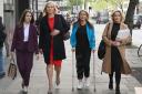 (Left to right) Annita McVeigh, Martine Croxall, Karin Giannone and Kasia Madera arriving at the London Central Employment Tribunal in Kingsway, central London (PA)