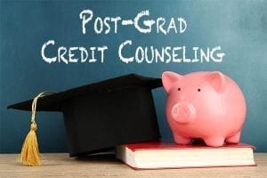 Chalkboard with text that says "Post-Grad Credit Counseling"