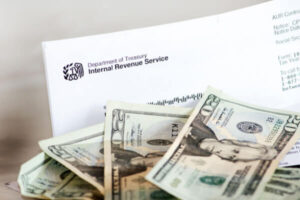 Money on top of IRS document